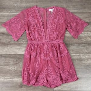 Honey Punch - As You Wish Embroidered Lace Romper